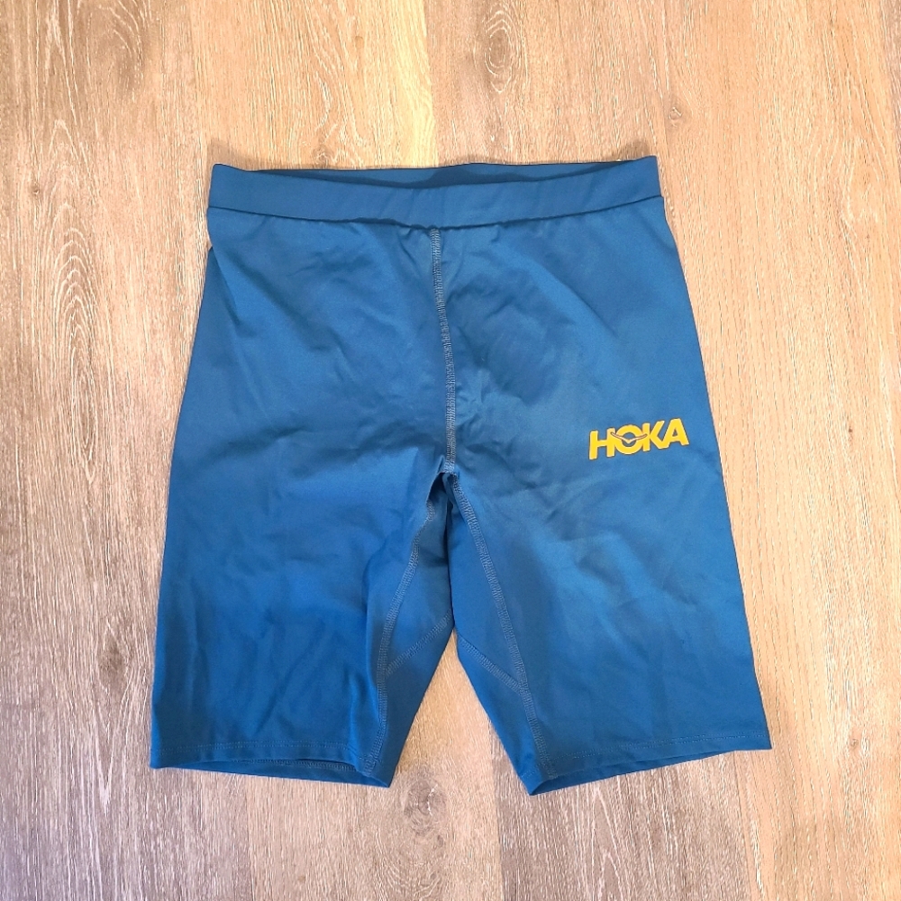 Hoka Men's Athletic Shorts - Blue with Yellow Logo